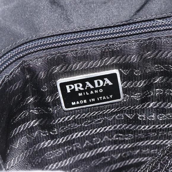 PRADA Hand Bag Nylon Black Silver Auth bs34251