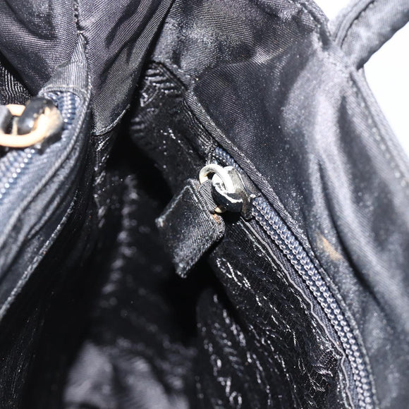 PRADA Hand Bag Nylon Black Silver Auth bs34251