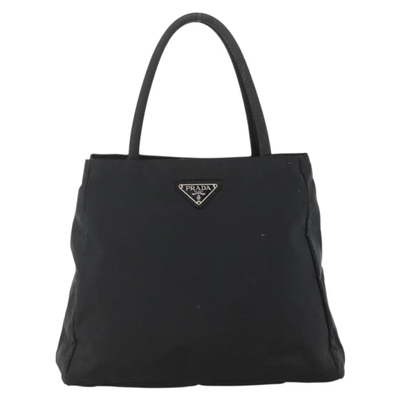 PRADA Hand Bag Nylon Black Silver Auth bs34251