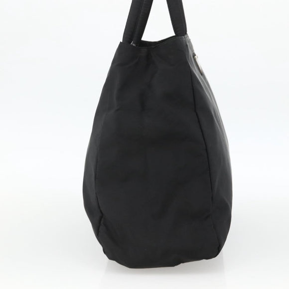 PRADA Hand Bag Nylon Black Silver Auth bs34251
