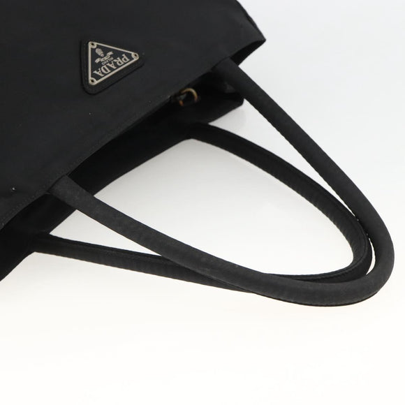 PRADA Hand Bag Nylon Black Silver Auth bs34251