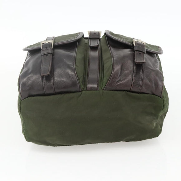 PRADA Backpack Nylon Green Silver Auth bs34256