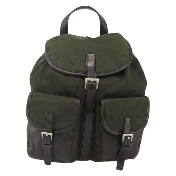 PRADA Backpack Nylon Green Silver Auth bs34256