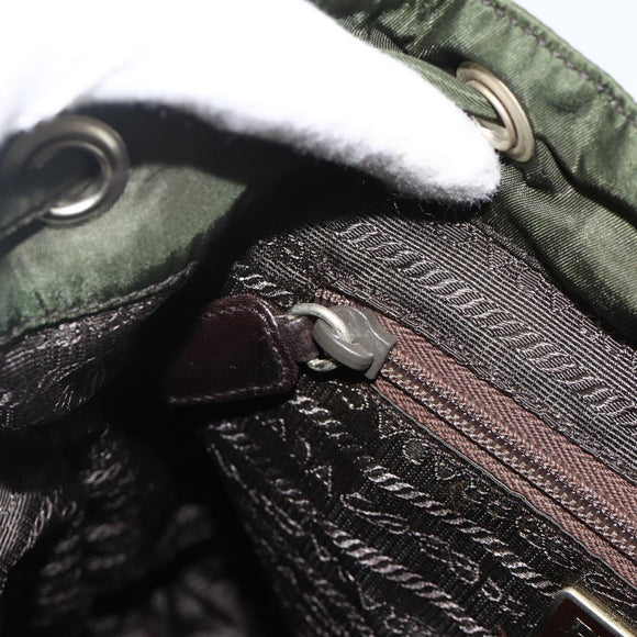 PRADA Backpack Nylon Green Silver Auth bs34256