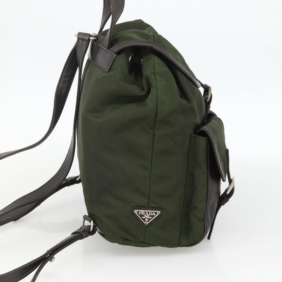 PRADA Backpack Nylon Green Silver Auth bs34256