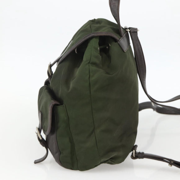 PRADA Backpack Nylon Green Silver Auth bs34256