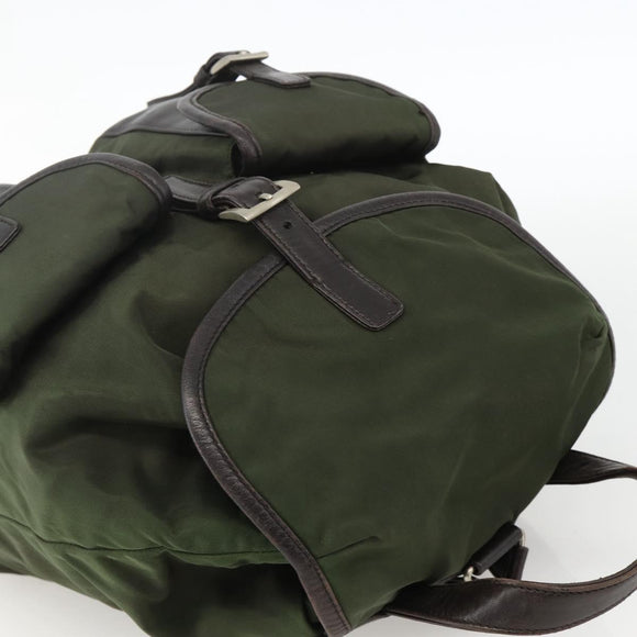 PRADA Backpack Nylon Green Silver Auth bs34256