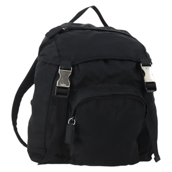 PRADA Backpack Nylon Black Silver Auth bs34260