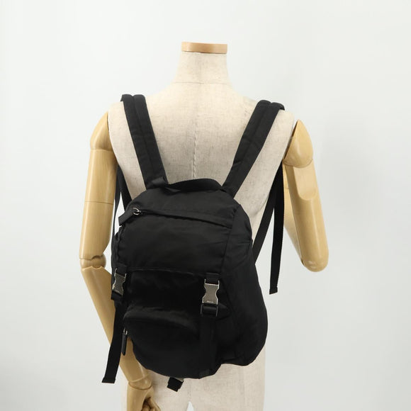 PRADA Backpack Nylon Black Silver Auth bs34260