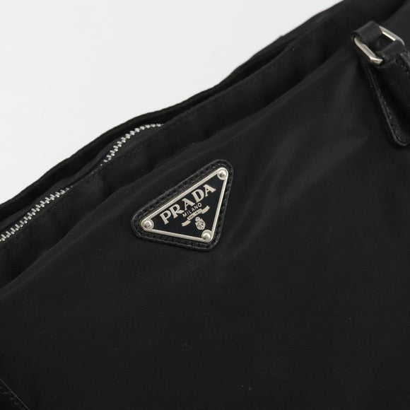 PRADA Hand Bag Nylon Black Silver Auth bs34261