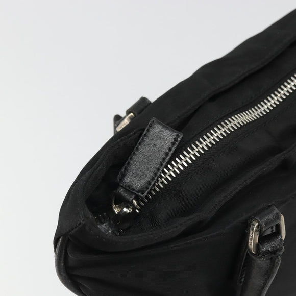 PRADA Hand Bag Nylon Black Silver Auth bs34261