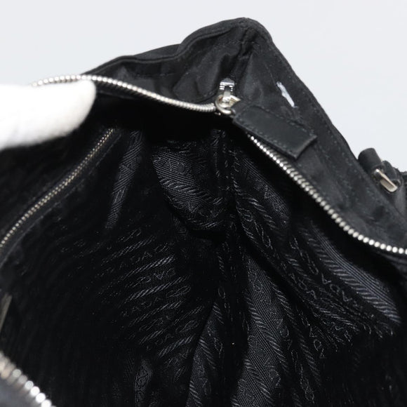 PRADA Hand Bag Nylon Black Silver Auth bs34261
