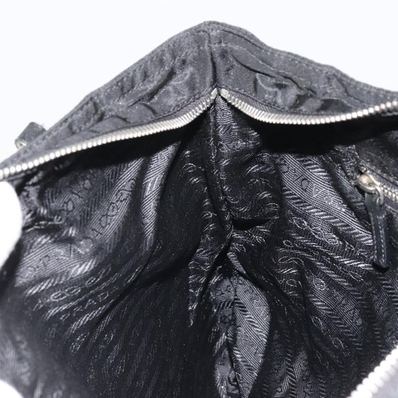 PRADA Hand Bag Nylon Black Silver Auth bs34261