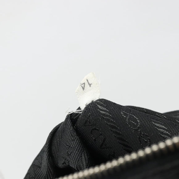 PRADA Hand Bag Nylon Black Silver Auth bs34261
