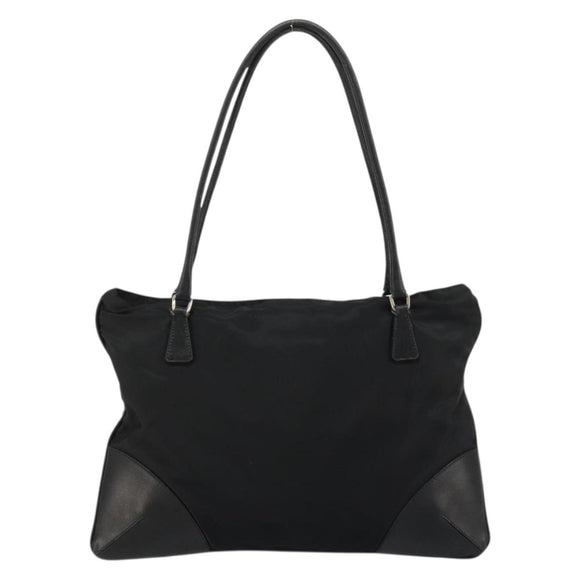 PRADA Hand Bag Nylon Black Silver Auth bs34261