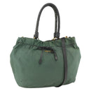 PRADA Hand Bag Nylon 2way Green Gold Auth bs34262-1