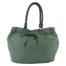 PRADA Hand Bag Nylon 2way Green Gold Auth bs34262-2