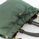 PRADA Hand Bag Nylon 2way Green Gold Auth bs34262-6