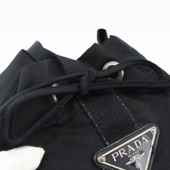PRADA Purse Shoulder Bag Nylon Black Silver Auth bs34263
