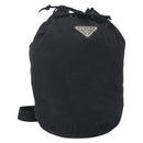 PRADA Purse Shoulder Bag Nylon Black Silver Auth bs34263-1
