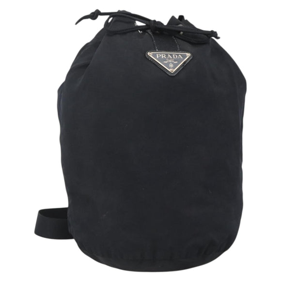 PRADA Purse Shoulder Bag Nylon Black Silver Auth bs34263