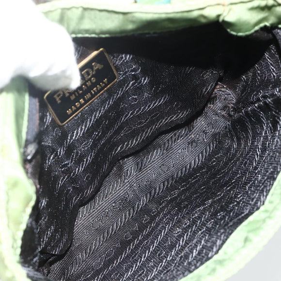 PRADA Chain Shoulder Bag Nylon Green Gold Auth bs34264
