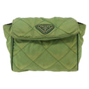 PRADA Chain Shoulder Bag Nylon Green Gold Auth bs34264-13