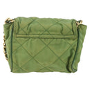 PRADA Chain Shoulder Bag Nylon Green Gold Auth bs34264-2