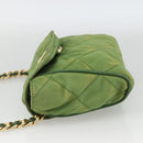 PRADA Chain Shoulder Bag Nylon Green Gold Auth bs34264-3