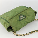 PRADA Chain Shoulder Bag Nylon Green Gold Auth bs34264-6