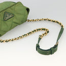 PRADA Chain Shoulder Bag Nylon Green Gold Auth bs34264-7
