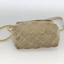 PRADA Chain Shoulder Bag Nylon Beige Gold Auth bs34265-5