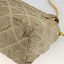 PRADA Chain Shoulder Bag Nylon Beige Gold Auth bs34265-16