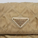 PRADA Chain Shoulder Bag Nylon Beige Gold Auth bs34265-17