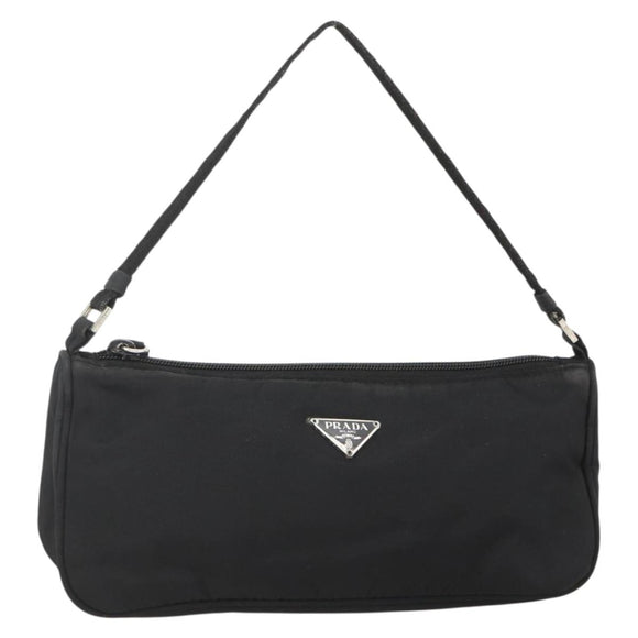 PRADA Accessory Pouch Nylon Black Silver Auth bs34268