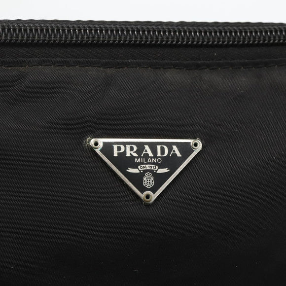 PRADA Accessory Pouch Nylon Black Silver Auth bs34268