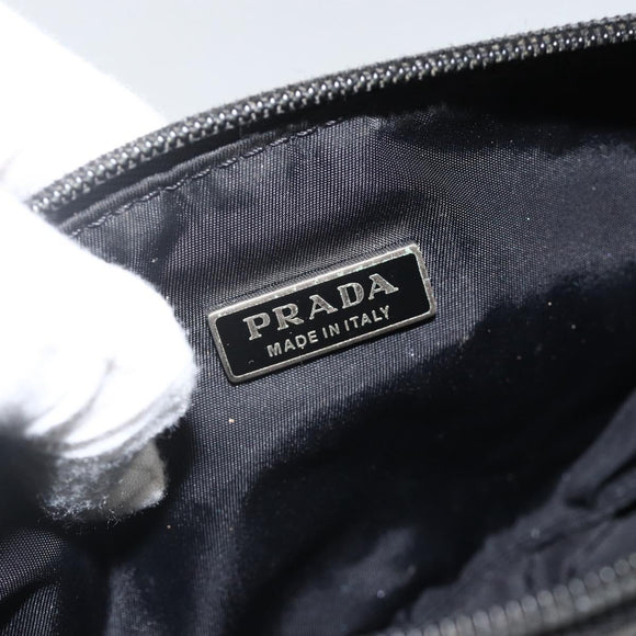 PRADA Accessory Pouch Nylon Black Silver Auth bs34268