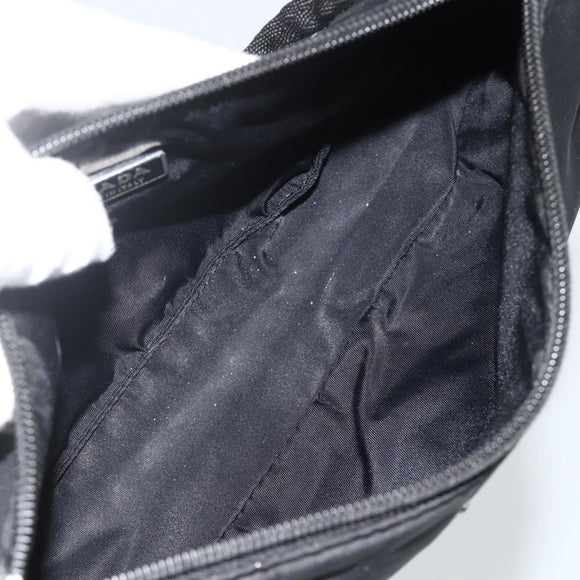 PRADA Accessory Pouch Nylon Black Silver Auth bs34268