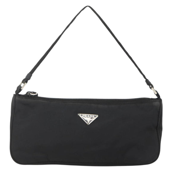 PRADA Accessory Pouch Nylon Black Silver Auth bs34268