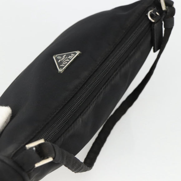 PRADA Accessory Pouch Nylon Black Silver Auth bs34268