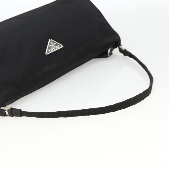 PRADA Accessory Pouch Nylon Black Silver Auth bs34268