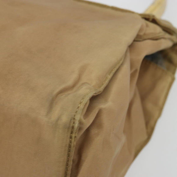 PRADA Hand Bag Nylon Beige Gold Auth bs34269