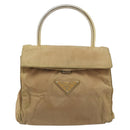 PRADA Hand Bag Nylon Beige Gold Auth bs34269-2