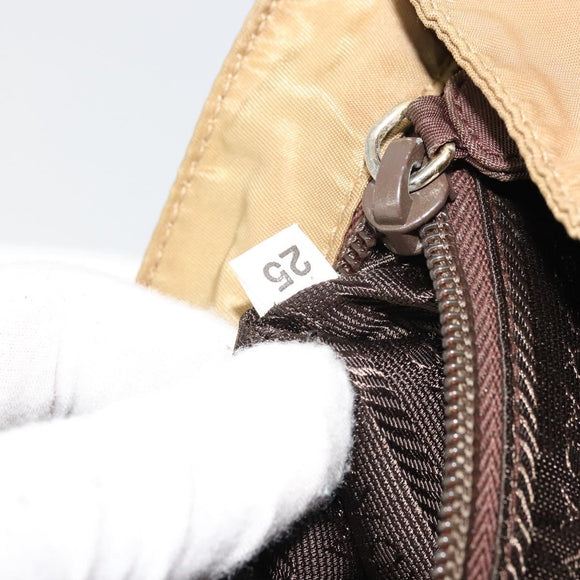PRADA Hand Bag Nylon Beige Gold Auth bs34269