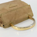 PRADA Hand Bag Nylon Beige Gold Auth bs34269-6