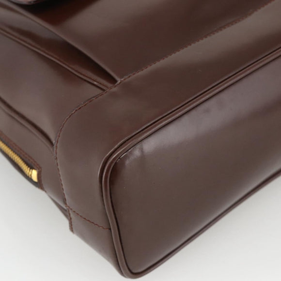 GUCCI Bamboo Tote Bag Patent leather Brown Gold Auth bs34270