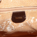 GUCCI Bamboo Tote Bag Patent leather Brown Gold Auth bs34270-18