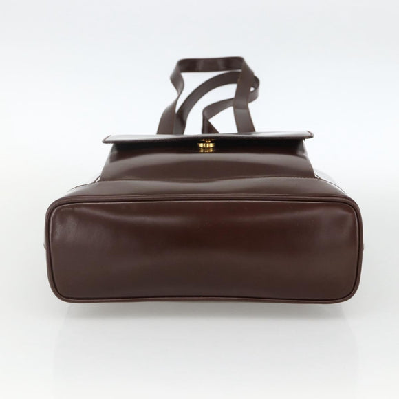 GUCCI Bamboo Tote Bag Patent leather Brown Gold Auth bs34270