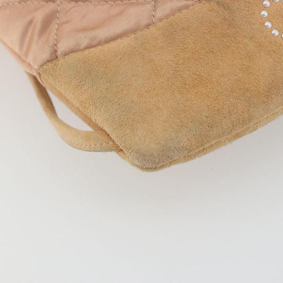 CHANEL Matelasse Schoudertas Rugzak Satijn Roze Goud CC Auth bs34274