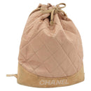 CHANEL Matelasse Schoudertas Rugzak Satijn Roze Goud CC Auth bs34274-1